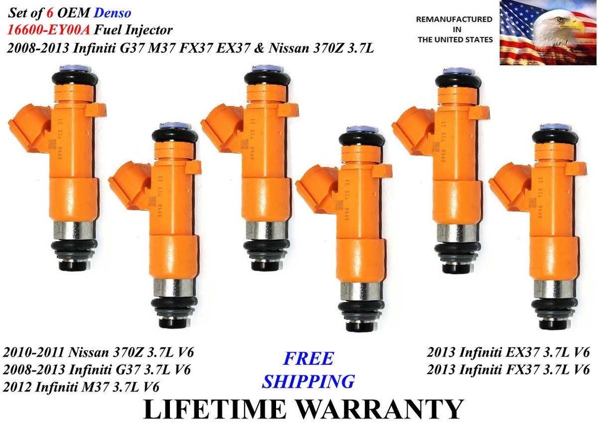 OEM DENSO Set of 6 Fuel Injectors For Nissan 370Z and Infiniti G37
