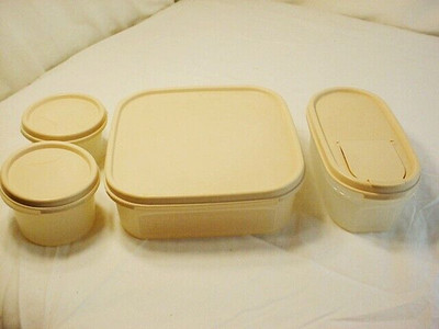 Vtg 8 Pc Tupperware Modular Mates Containers Square Round Oval 5 - 3 - Cups 7 oz