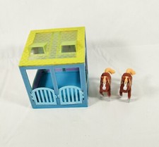 Vtg 1997 Kid Kore Horse Stable Blue With 2 Horses