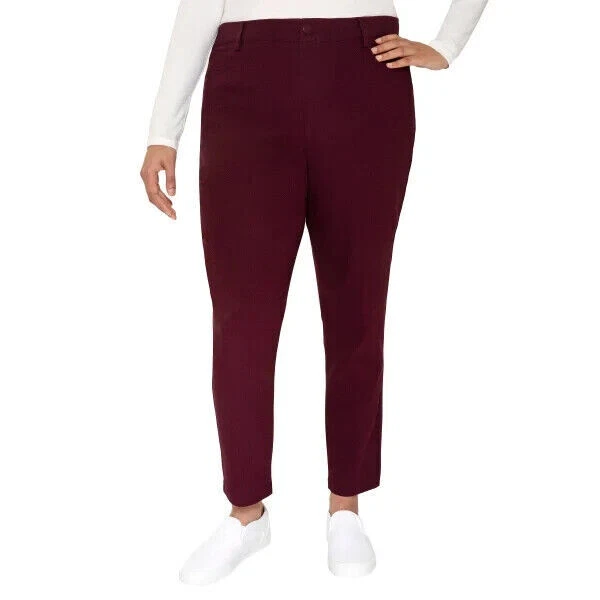 Mario Serrani Women's Textured Pull On Pants, Burgundy, XL