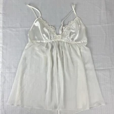 Linea Donatella Babydoll Chemise Cami Womens Small Off-White Floral Trim