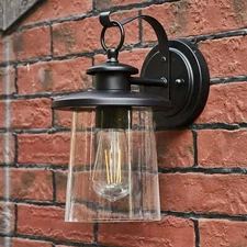 12 Inch Outdoor Light Fixture, Matte Black Exterior Wall Sconce for Porch Front