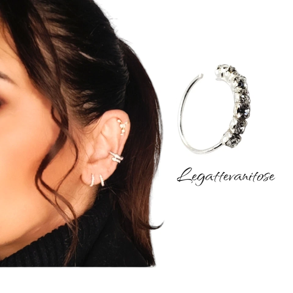 2 Anelli Piercing Naso Argento 925  Anello Aperto Cerchietto 11 m e trago conca - Immagine 2 di 4