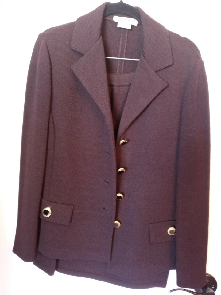 Falda para mujer DISEÑADOR Austin REED, mezcla de lana, MARRÓN, tejido, talla 8-10 