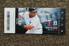 DETROIT TIGERS VS MINNESOTA TWINS 9/14/2016 FULL TICKET ~ MIGUEL CABRERA HR