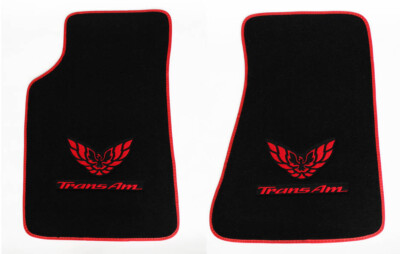 NEW! Carpet Floor Mats 1982-2002 PONTIAC FIREBIRD Trans Am Embroidered Logo RED 