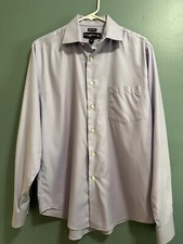 PRONTO UOMO Long Sleeve Non-Iron Button Up Purple Shirt Men s 15-34/35 Medium