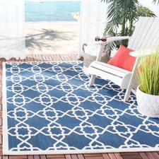 SAFAVIEH Indoor Outdoor CY6032-268 Courtyard Navy / Beige Rug