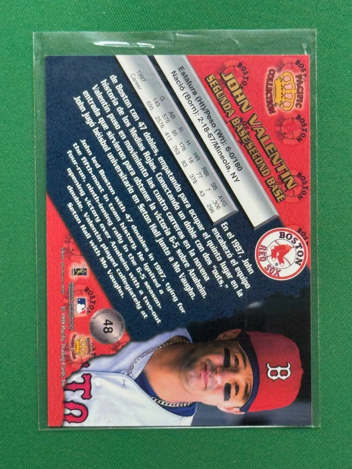 1998 Pacific Trading Cards Crown Collection John Valentin #48 - Image 2 of 2