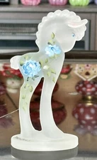 Retired Mosser Glass Pony Horse - Crystal Satin - Factory Painted Blue Flowers