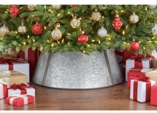 Home Accents Holiday 26 in High Galvanized Metal Christmas Tree Collar/Skirt