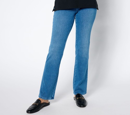 Belle by Kim Gravel Petite Flexibelle Faux Welt Pocket Boot Cut Jean Medium Wash