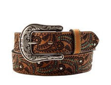 Nocona Western Belt Womens Paisley Stitch Nail Heads N320006902