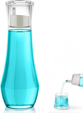 Glass Mouthwash Dispenser 8.8oz Bottle with Lid Cup Refillable Mouthwash Clear