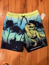 Lands  End Kids Dinosaur Swim Trunks Brand New W/Tag Size M 8 