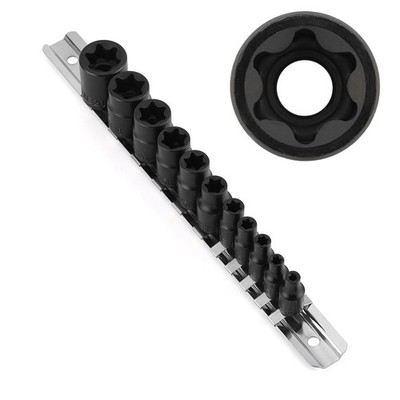 11pcs Female Torx Socket Set E Torx  Star Socket Set With Rail E4 E20 Torque So