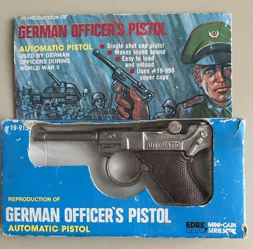 Vintage 1960s Marx German Luger Cap Pistol P.08 Cap Gun NEW IN ORIGINAL BOX