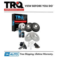 TRQ Performance Front Rear Brake Pad & Rotor,Shoe & Drum Kit Fits 97-01 Honda