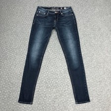 Miss Me Jeans Womens 28 Blue Jegging Dark Wash Slim Fit Stretch Denim Rhinestone