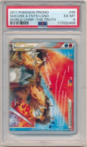 2011 POKEMON PROMO WORLD CHAMPION THE TRUTH SUICUNE & ENTEI LEGEND #95 PSA 6