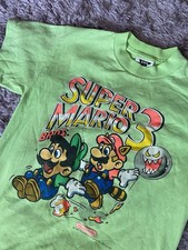 Vintage Rare Lime Green Youth L Adult XXS Super Mario Bros. 3 T Shirt 1990