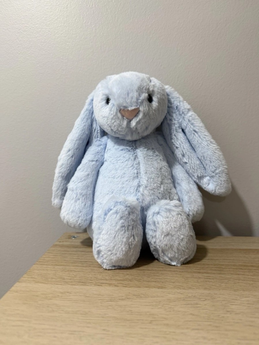NWT Jellycat Bashful Blue Bunny Light Blue Polyester Toy 14in with
