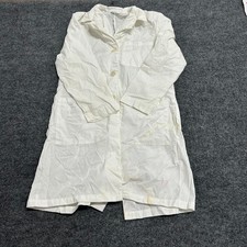 Landau Lab Coat Womens Size 8 White Medical Professional Long Sleeve Stained