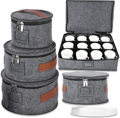 5 Pcs China Storage Containers Mug Storage Box & Dish Plate Dinnerware Container