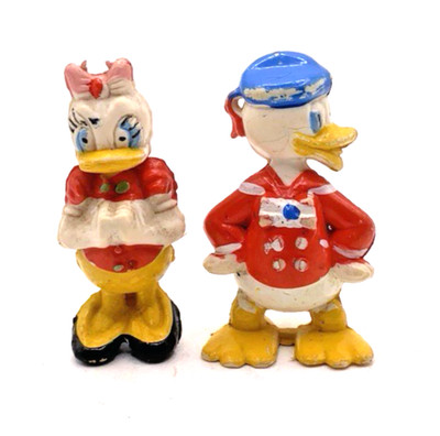 2 Figuren Heimo 60er Disney Daisy und Donald Duck 6cm Vintage