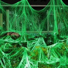 Leuchtendes Spinnennetz Halloween Dekoration mit Kunstspinnen