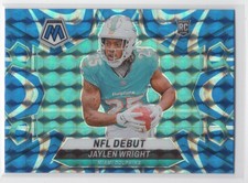 #280 Jaylen Wright 2024 Panini Mosaic Reactive Blue NFL Debut RC Miami Dolphins