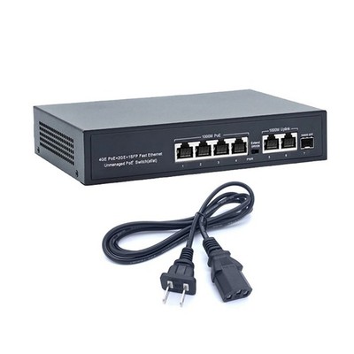 1000mbps 6 Port POE Switch IEEE802.3af/at 250meter Transmission 65W AC100-240V