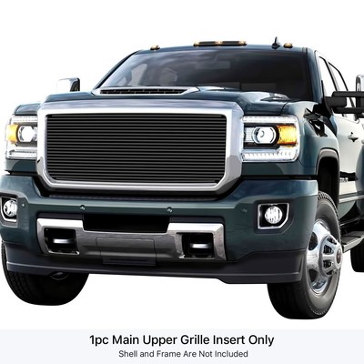 For GMC Sierra 2500 HD 15-18 APG 1-Pc Black 8x6 mm Horizontal Billet Main Grille