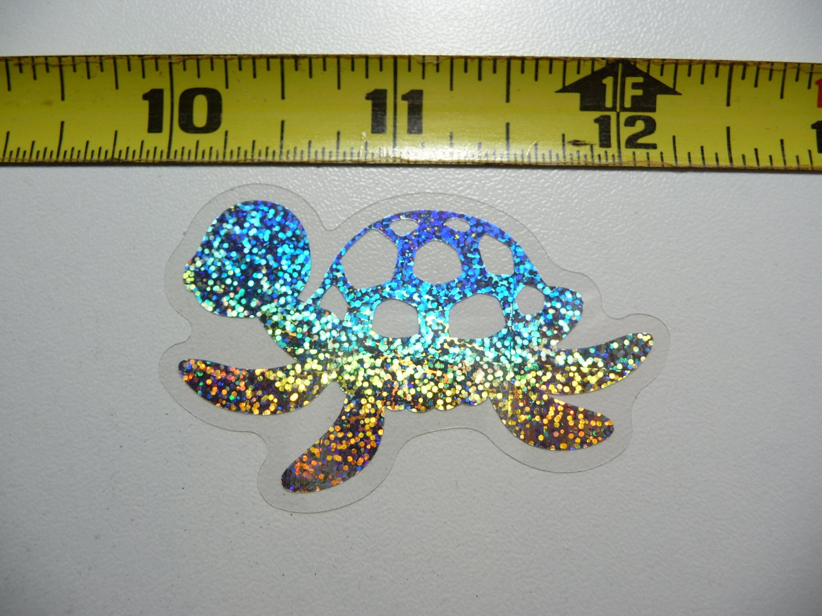 Holographic Baby Turtle Swimming Sticker Decal with Sparkle Ocean Sea Life  