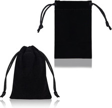 Velvet Cloth Jewelry Bags, Small Drawstring Pouches, 3X4 Inch, 50 Pieces, Black
