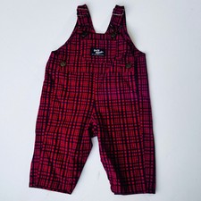 Vintage OshKosh B'gosh Denim Bib Overalls 6-9M Plaid Made in USA Cotton
