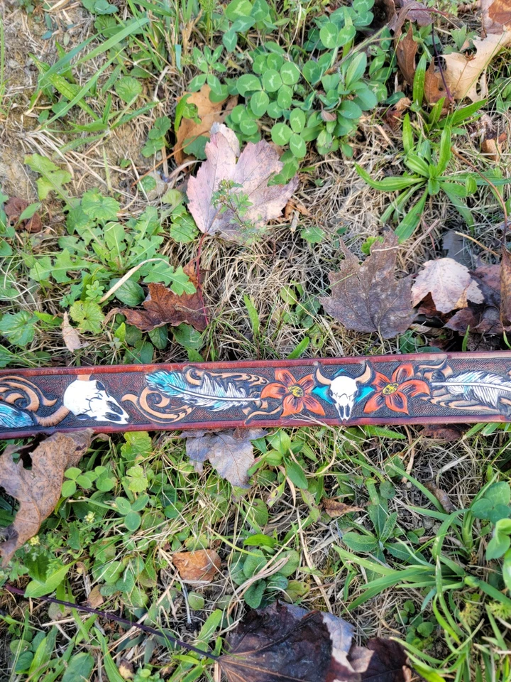 Cinturón de cuero para hombre talla 31 a 37 – Hecho a mano Western mecanizado  Foto 4 de 4