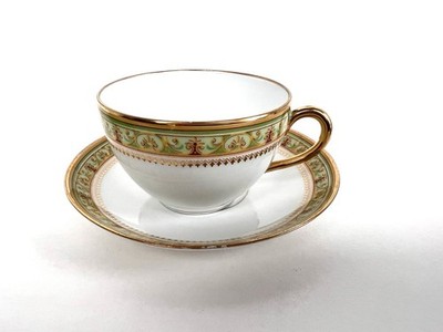Bernardaud & Co Limoges France Teacup Saucer Gold Trim Vintage Elegant Scarce