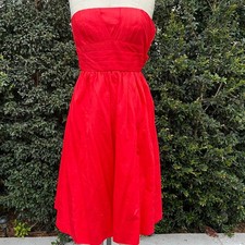 New With Tags Anthropologie Red Strapless Mini Dress Women’s 0 Cotton