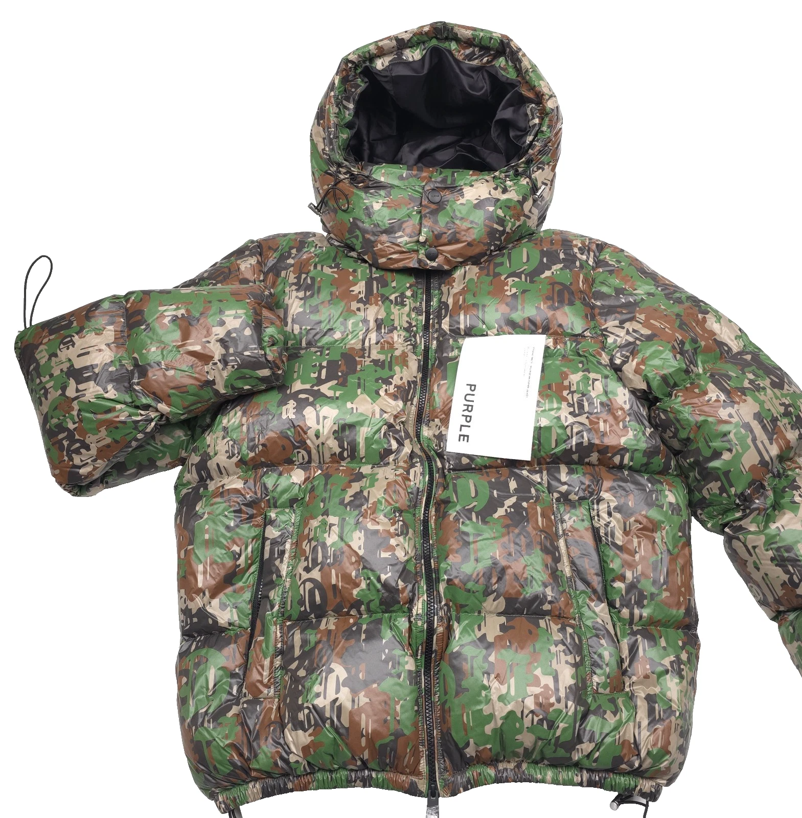 $798 Purple Brand M6079 Gothic Camo Duck Down Nylon Puffer Jacket Mens Size XL - product detail image 1