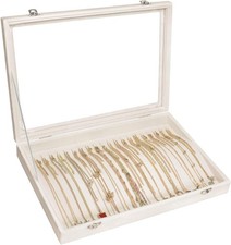 Necklace Organizer Box Premium 20 Hooks Velvet Necklace Display Jewelry Tray wit