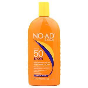 Спортивный солнцезащитный лосьон No-Ad SPF 50, 16 жидких унций