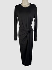 555 Isabel Marant Etoile Women's Black Lisy Long-Sleeve Wrap Dress Size 36