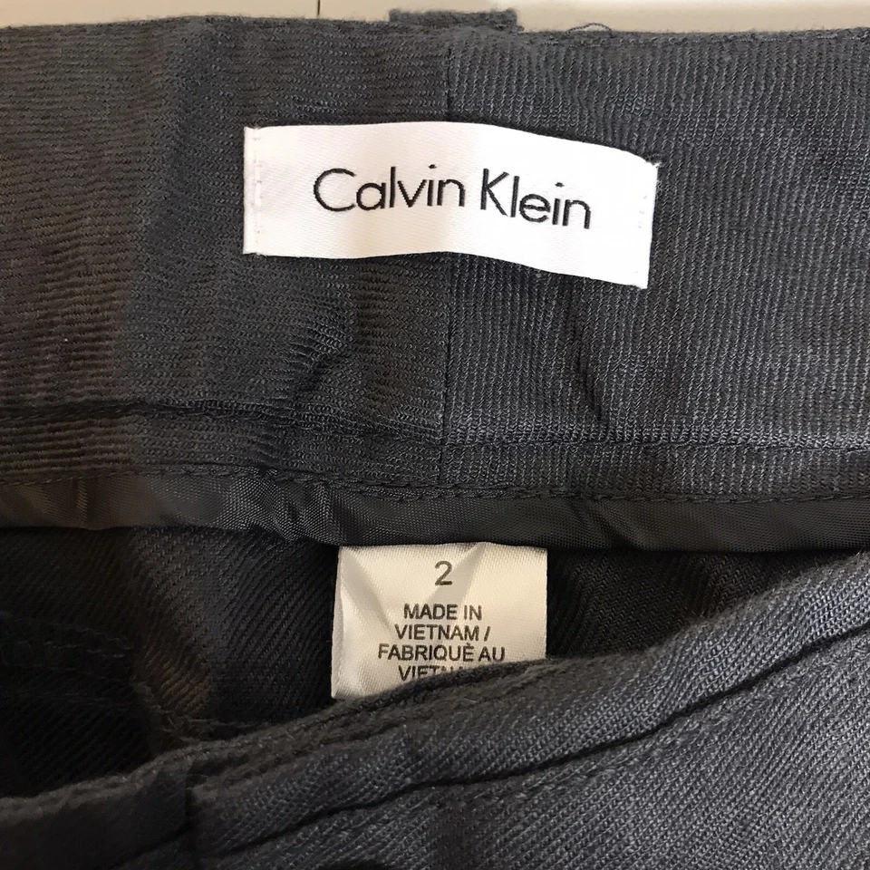 Pantalones de lino CALVIN KLEIN para mujer talla 2 recortados gris carbón cremalleras de pierna cónicas Foto 2 de 4