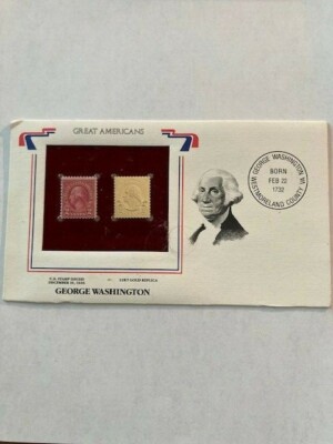 22kt gold replica stamp George Washington 2 cent stamp first