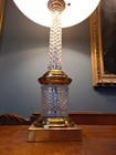 Pair of Large Crystal Columnar Lamps by Designer Warren Kessler — photo 3
