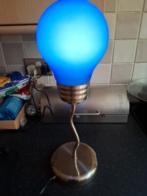 Vintage 1990er Pop Art Squiggle Design Blau Glühbirne Tischlampe Hurst Marler *