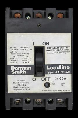DORMAN SMITH 63 AMP 25kA DREIPOLIG MCCB LOADLINE AA