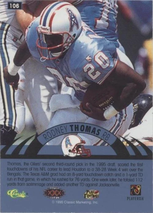 1996 Classic NFL Experience Rodney Thomas #106