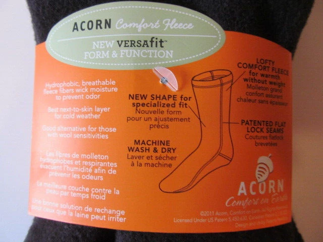 NUEVO Acorn Comfort Polar Versa Fit Calcetines Negros Mujer Zapato Talla 8.5-9.5 Pequeño Foto 4 de 4
